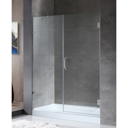 Anzzi Makata 60" x 72" Frameless Hinged Alcove Shower Door in Brushed Nickel SD-AZ8073-01BN